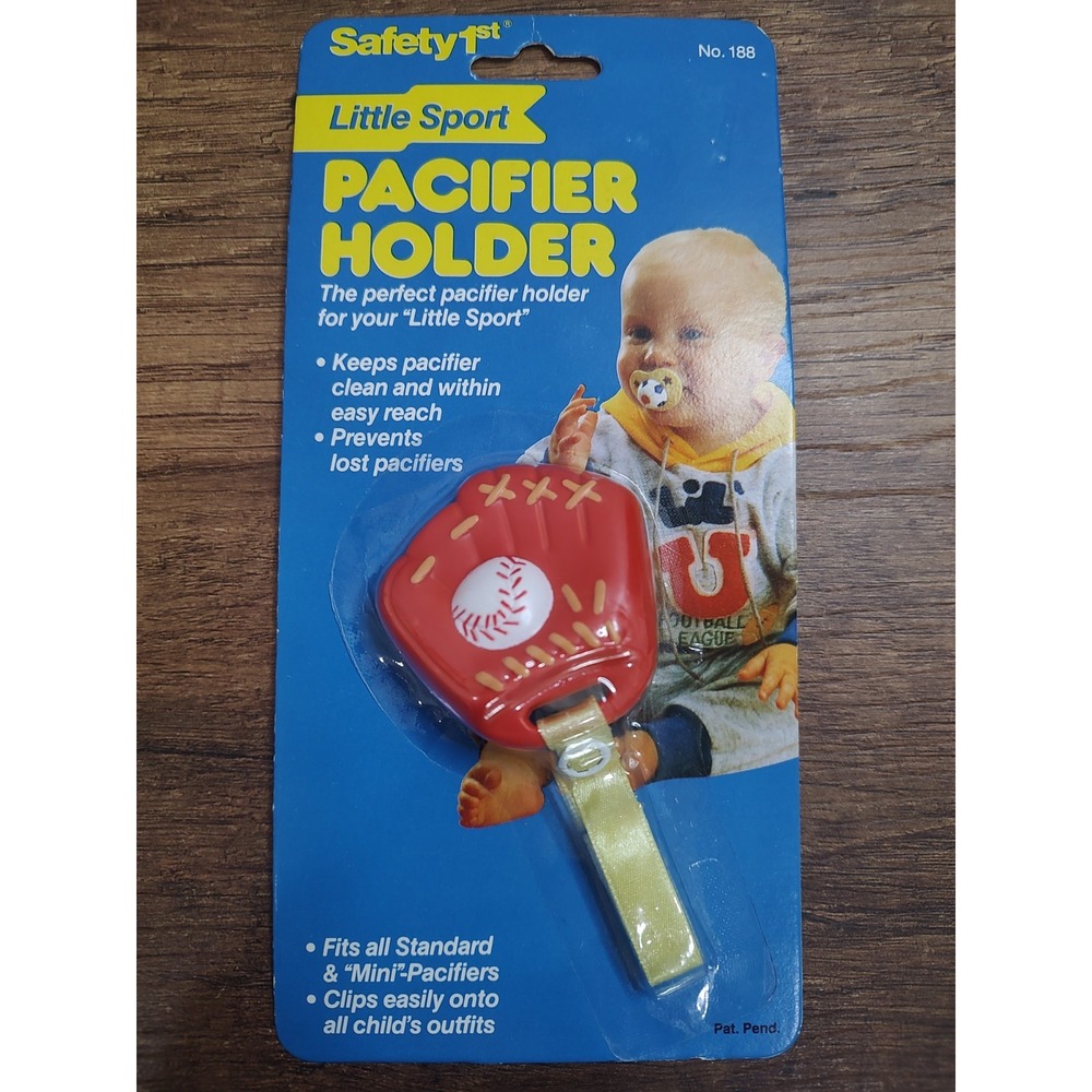 Safety 1st Little Sport Baseball Glove Shaped Pacifier Holder 1999 NOS
